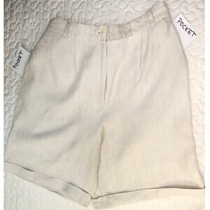 100% IRISH LINEN WOMENS SHORTS Cream Ivory Talbots size 4 waist 28 Excellent